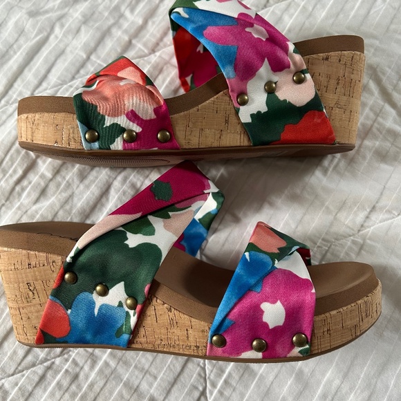 Corkys Shoes - Corkys Floral Wedge Sandals - Multicolor